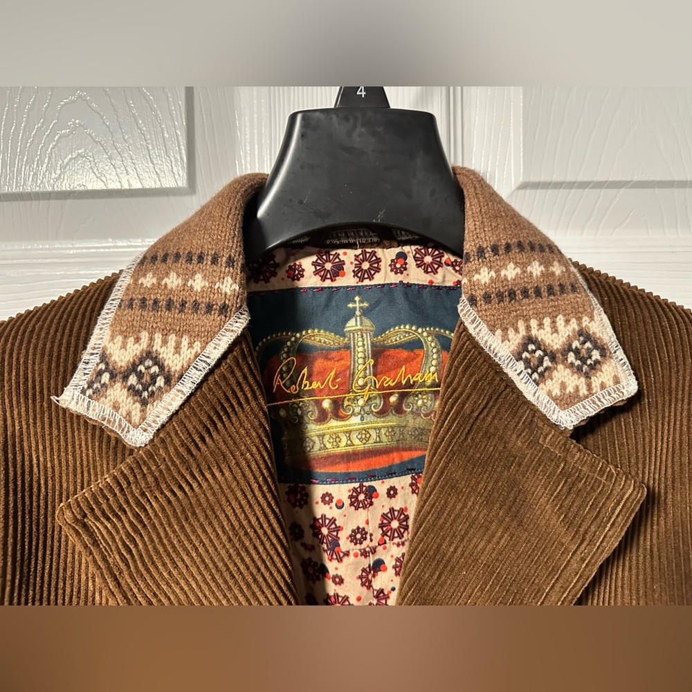 Robert Graham Blazer - Brown Corduroy with Knit Sleeves - Medium - Picture 6 of 10